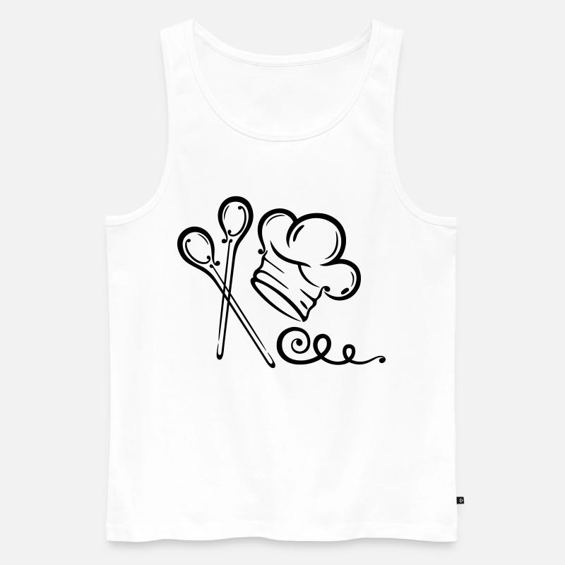 Cooking cap, cook, kitchen, cooking spoon - Men's Premium Organic Tank Top - white
