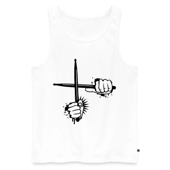 zwei gekreuzte Drumsticks - Männer Premium Bio Tank Top - Weiß - Vorne - AI Model Male 178 light (178cm)