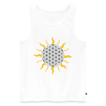 The flower of life with sun, sunbeams - Men's Premium Organic Tank Top - white - Front - AI Model Male 178 light (178cm)