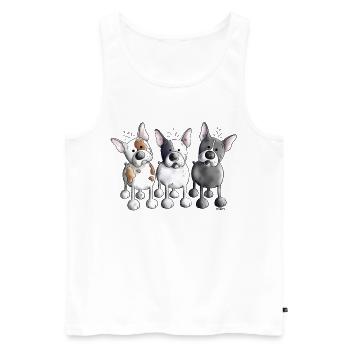 Trois bouledogues français - Bouledogue - Chien - Débardeur bio Premium Homme - blanc - Devant - Michal (187cm)