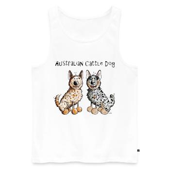 Deux Bouvier Australien - Australian Cattle Dog - Débardeur bio Premium Homme - blanc - Devant - Michal (187cm)