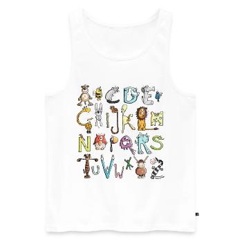 Buntes Tier Alphabet - ABC - Männer Premium Bio Tank Top - Weiß - Vorne - AI Model Male 178 light (178cm)