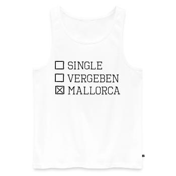 Mallorca single party holiday funny saying - Men's Premium Organic Tank Top - white - Front - AI Model Male 178 light (178cm)