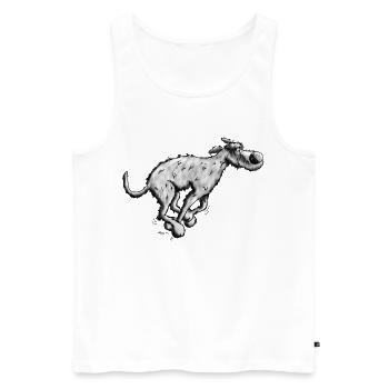 Sportlicher Irischer Wolfshund - Männer Premium Bio Tank Top - Weiß - Vorne - Michal (187cm)