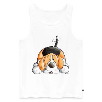 Happy Beagle - Men's Premium Organic Tank Top - white - Front - Michal (187cm)