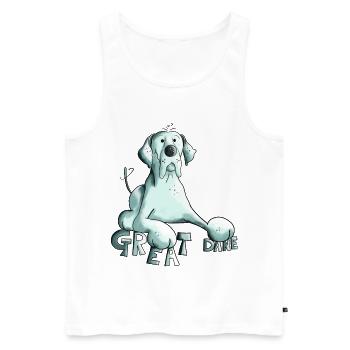 Happy Great Dane Dog - Débardeur bio Premium Homme - blanc - Devant - AI Model Male 178 light (178cm)