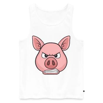 Angry Pig Cartoon Stare - Men's Premium Organic Tank Top - white - Front - AI Model Male 178 light (178cm)