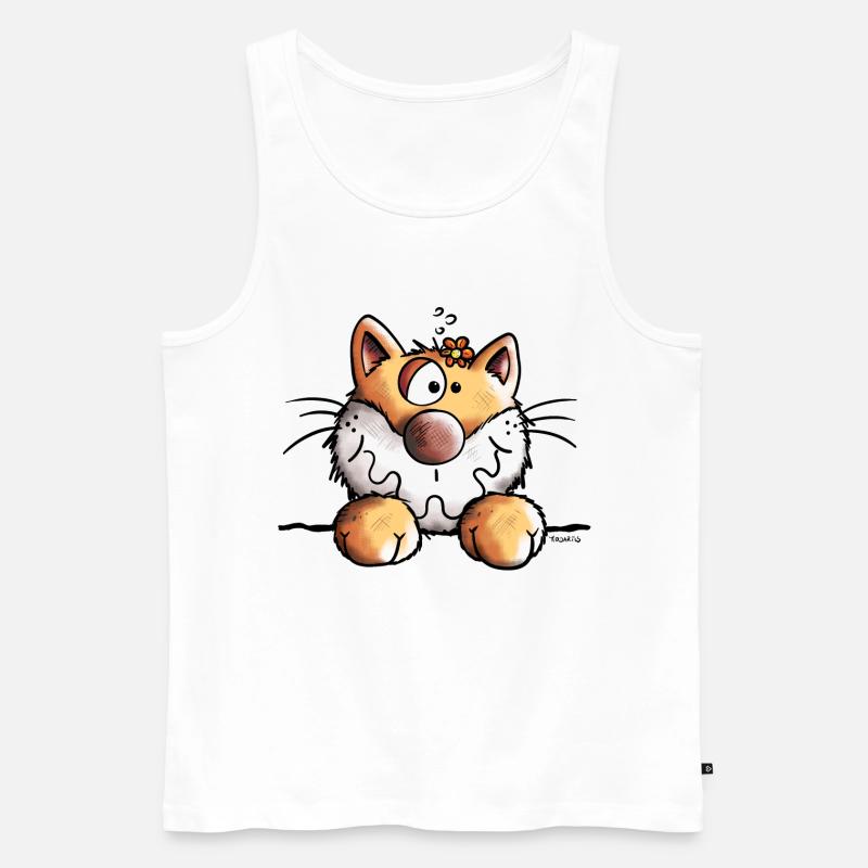 Neugieriges Kätzchen - Männer Premium Bio Tank Top - Weiß