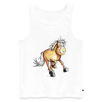 Running Haflinger - Men's Premium Organic Tank Top - white - Front - AI Model Male 178 light (178cm)