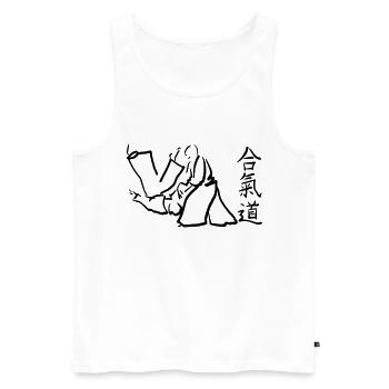 aikido - Men's Premium Organic Tank Top - white - Front - Michal (187cm)