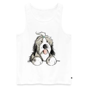 Happy Bearded Collie - Débardeur bio Premium Homme - blanc - Devant - AI Model Male 178 light (178cm)