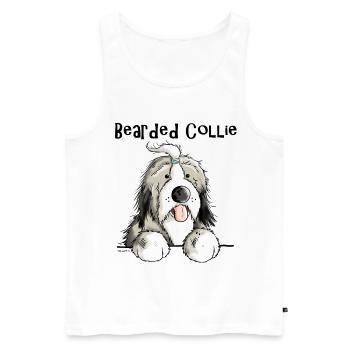 Mignon Bearded Collie - Débardeur bio Premium Homme - blanc - Devant - AI Model Male 178 light (178cm)