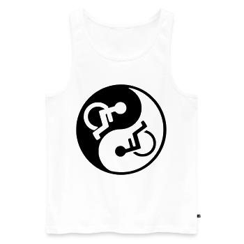 Rollstuhl Yin und Yang Symbol Bild # - Männer Premium Bio Tank Top - Weiß - Vorne - AI Model Male 178 light (178cm)