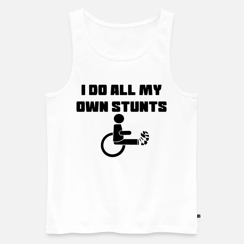 Rollstuhlfahrer mit Bein in Gips # - Männer Premium Bio Tank Top - Weiß