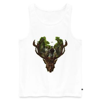 Chasseur et chien de chasse : amitié indissociable - Débardeur bio Premium Homme - blanc - Devant - AI Model Male 178 light (178cm)
