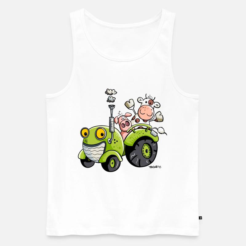 Tiere auf Traktor - Männer Premium Bio Tank Top - Weiß