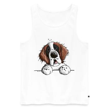 Happy Saint Bernard - Men's Premium Organic Tank Top - white - Front - AI Model Male 178 light (178cm)