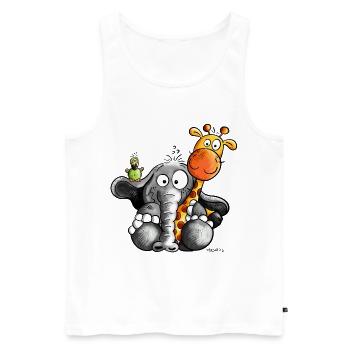 Éléphant et amis - Débardeur bio Premium Homme - blanc - Devant - Michal (187cm)
