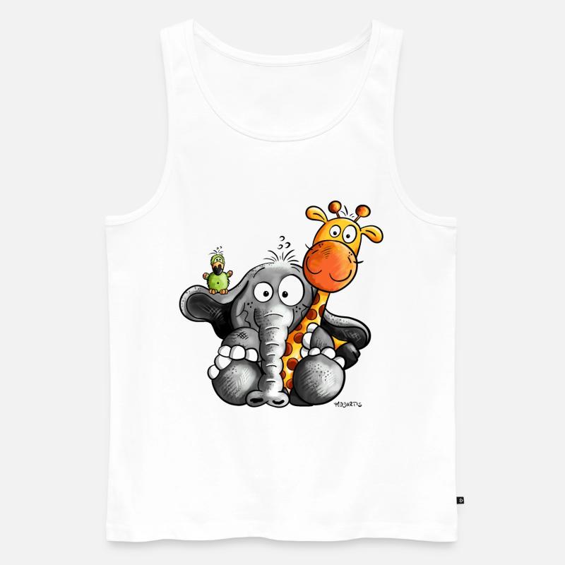 Elefant umarmt Giraffe - Männer Premium Bio Tank Top - Weiß