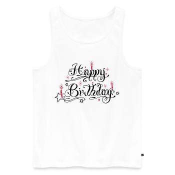 Happy birthday lettering with candles. - Men's Premium Organic Tank Top - white - Front - AI Model Male 178 light (178cm)