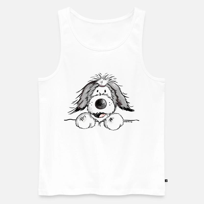 Fröhlicher Bearded Collie - Männer Premium Bio Tank Top - Weiß