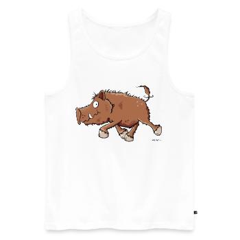 Running Wild Boar - Comic - Cartoon - Men's Premium Organic Tank Top - white - Front - Michal (187cm)