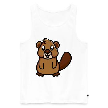 Beaver - Men's Premium Organic Tank Top - white - Front - Michal (187cm)