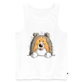 Berger des Shetland Chien - Shetland Sheepdog - Débardeur bio Premium Homme - blanc - Devant - AI Model Male 178 light (178cm)
