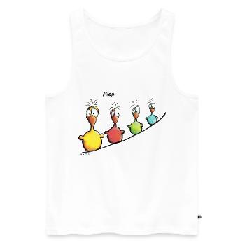 Vogelleine Piep - Männer Premium Bio Tank Top - Weiß - Vorne - AI Model Male 178 light (178cm)