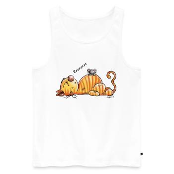 Snoring cat and mouse - Cartoon - Gift - Cute - Men's Premium Organic Tank Top - white - Front - Michal (187cm)