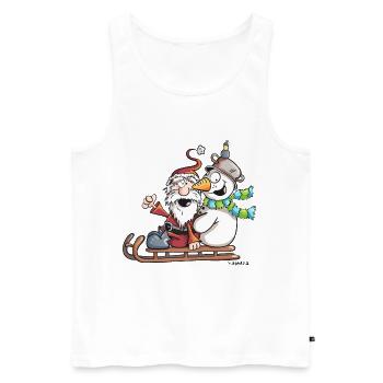 Santa Claus and Snowman - Sledge - Christmas - Men's Premium Organic Tank Top - white - Front - AI Model Male 178 light (178cm)