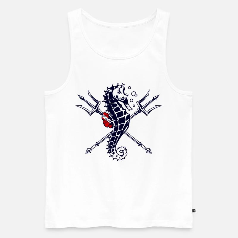 Taucher Trident Seepferdchen - Männer Premium Bio Tank Top - Weiß