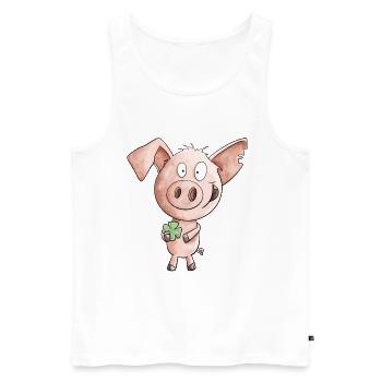 Le bonheur porc avec trèfle - Débardeur bio Premium Homme - blanc - Devant - Michal (187cm)