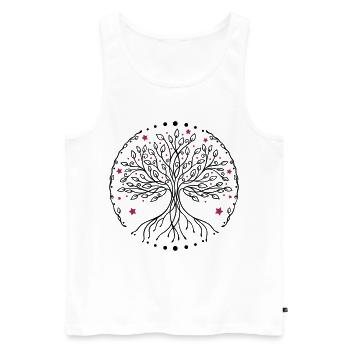 Tree of Life Yoga - Men's Premium Organic Tank Top - white - Front - AI Model Male 178 light (178cm)