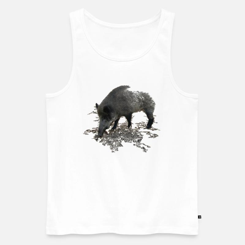 Dzik - Ekologiczny tank top męski Premium - biały