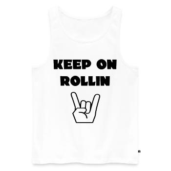 Always keep rolling with your wheelchair # - Men's Premium Organic Tank Top - white - Front - AI Model Male 178 light (178cm)
