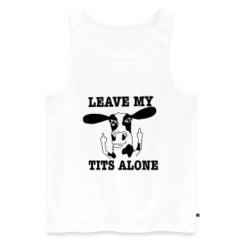 Vegan bien-être animal vache drôle doigt du milieu - Débardeur bio Premium Homme - blanc - Devant - AI Model Male 178 light (178cm)