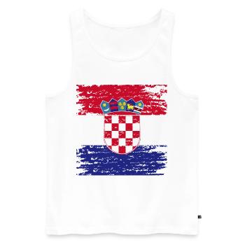 Authentisches kroatisches Flaggenwappen - Männer Premium Bio Tank Top - Weiß - Vorne - Michal (187cm)