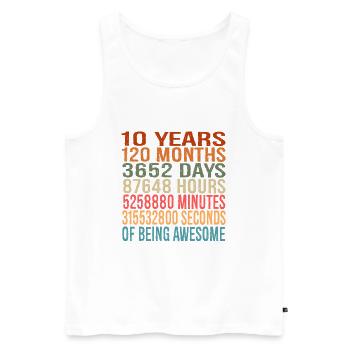 Perfect Gift For The 10th Birthday, In Time Units - Men's Premium Organic Tank Top - white - Front - AI Model Male 178 light (178cm)