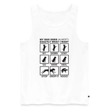Dog Commands - Men's Premium Organic Tank Top - white - Front - AI Model Male 178 light (178cm)