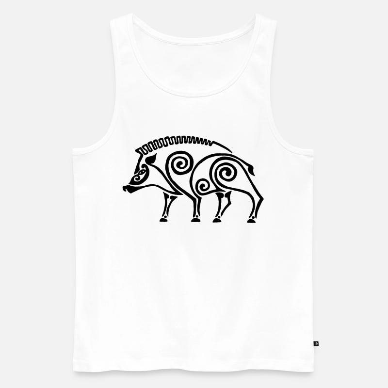 schwarzer keltischer Eber - Männer Premium Bio Tank Top - Weiß