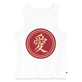 autocollant japonais kanji love ai idée cadeau - Débardeur bio Premium Homme - blanc - Devant - AI Model Male 178 light (178cm)