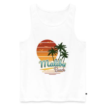 Rétro Malibu Beach, idée cadeau, États-Unis, L.A. - Débardeur bio Premium Homme - blanc - Devant - AI Model Male 178 light (178cm)