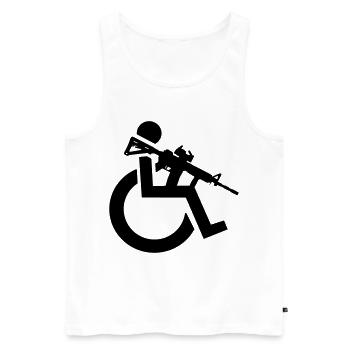 Bewaffneter Rollstuhlfahrer mit Gewehr, Waffe # - Männer Premium Bio Tank Top - Weiß - Vorne - AI Model Male 178 light (178cm)