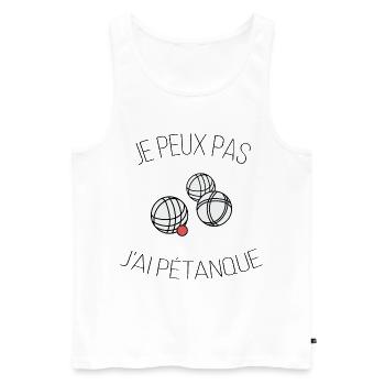 je peux pas j ai pétanque - Débardeur bio Premium Homme - blanc - Devant - Michal (187cm)