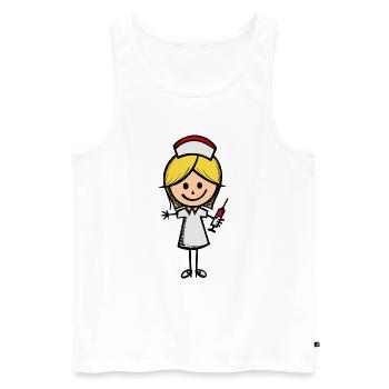 Infirmière soignante assistante sociale - Débardeur bio Premium Homme - blanc - Devant - AI Model Male 178 light (178cm)