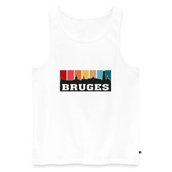 Bruges Belgique Voyage Skyline Souvenirs Silhouette - Débardeur bio Premium Homme - blanc - Devant - Michal (187cm)