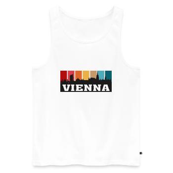 Vienne Autriche Voyage Skyline Souvenir Silhouette - Débardeur bio Premium Homme - blanc - Devant - AI Model Male 178 light (178cm)