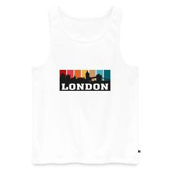 Londres Angleterre Voyage Skyline Souvenir Silhouette - Débardeur bio Premium Homme - blanc - Devant - AI Model Male 178 light (178cm)