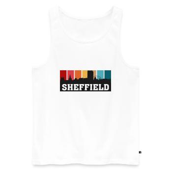 Sheffield England Travel Souvenir Skyline Landmark - Men's Premium Organic Tank Top - white - Front - AI Model Male 178 light (178cm)